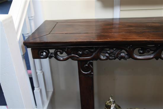 A Chinese rosewood (hongmu) altar table, late 19th century, W.6ft 10in. D.1ft 5.5in. H.3ft 5in.